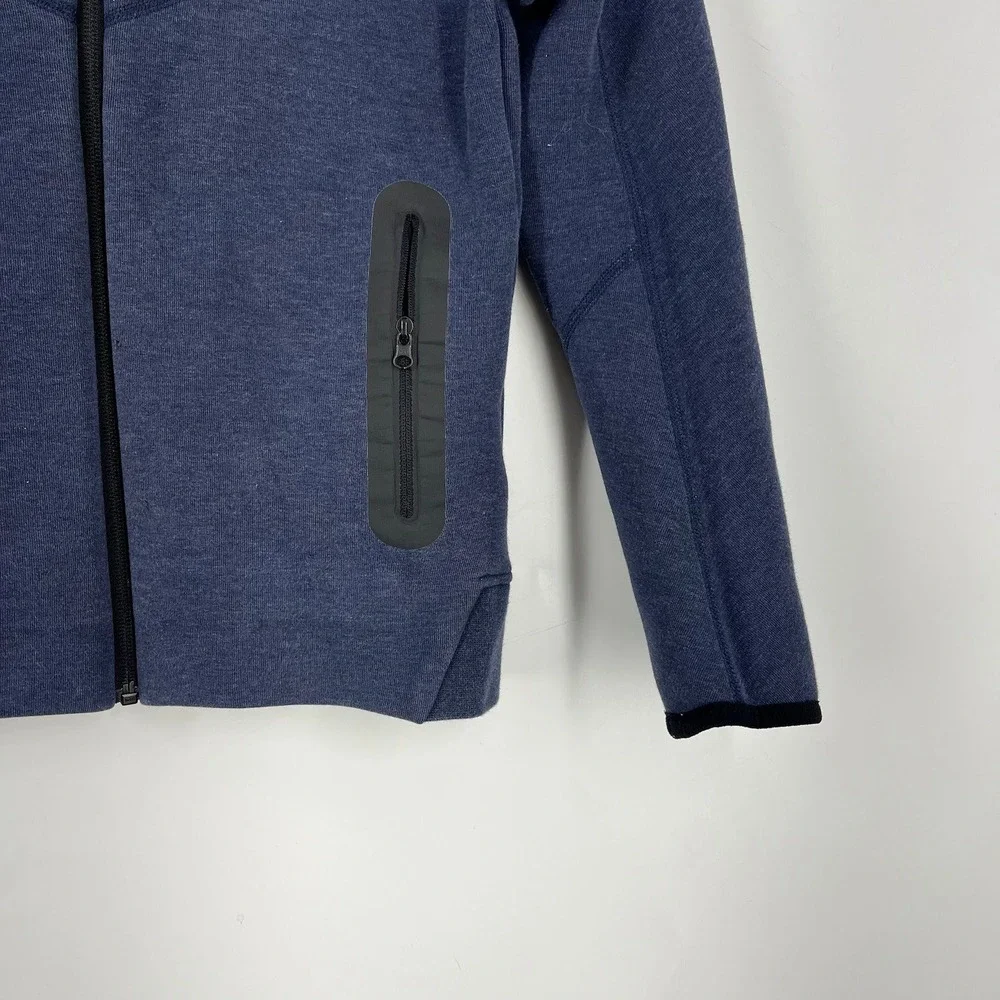 Nike‎ Kids Tech Fleece Full Zip Hoodie Blue Heathered Jacket CU9223-410 Size M